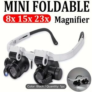 Mini Foldable Magnifier Glasses - Black